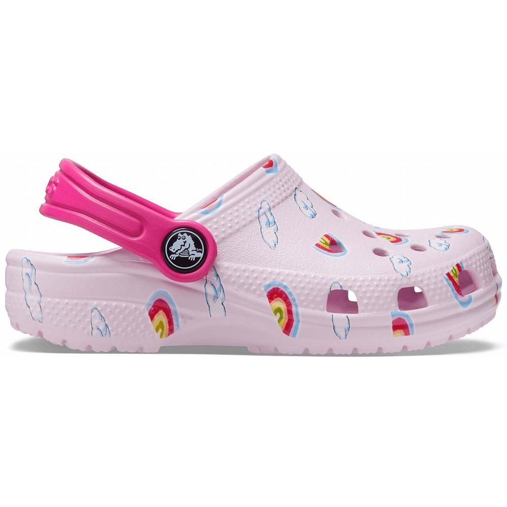 Pink Girls' Crocs Classic Toddler Printed Clogs | NZ 1543OKIR